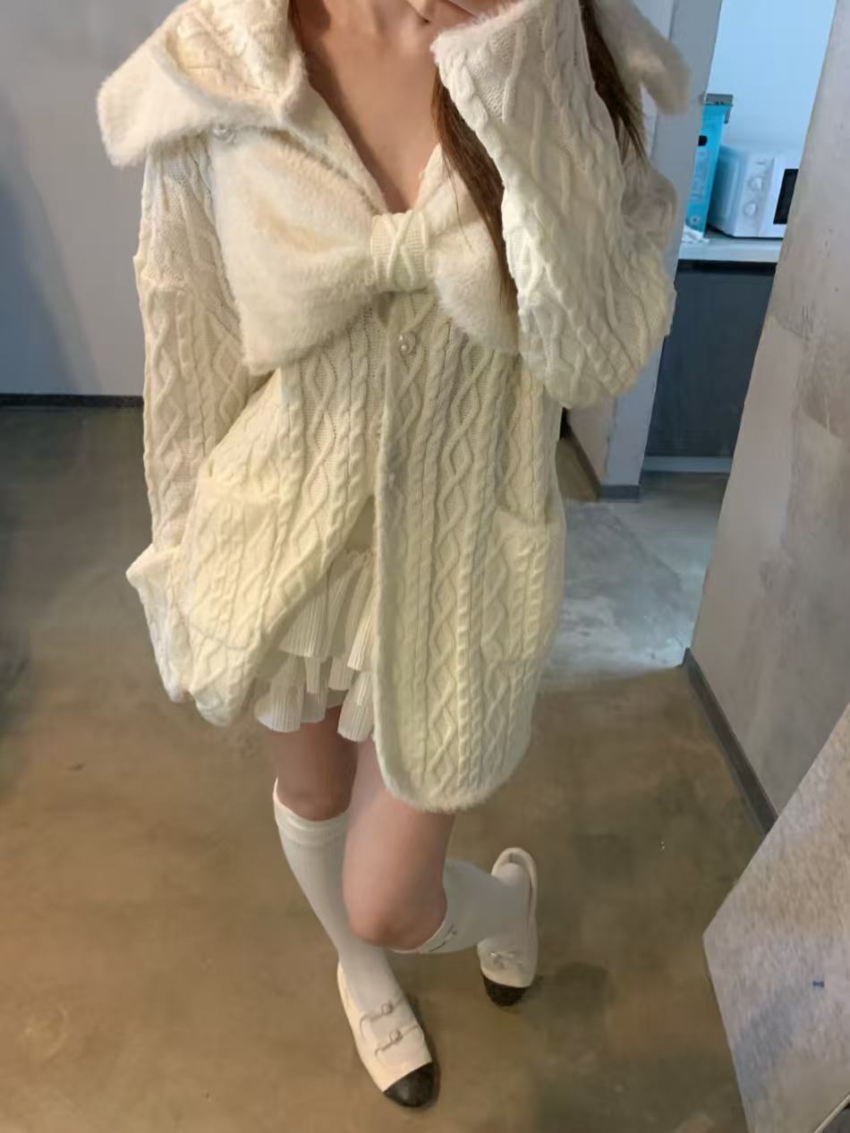 Jqwention Bow-Knot Knit Cardigan