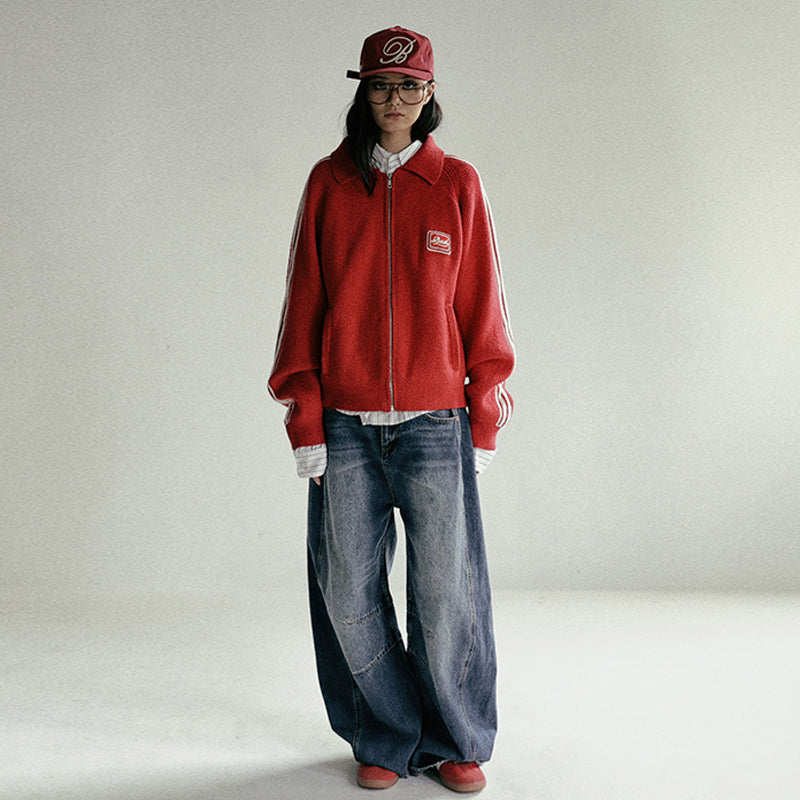 BADBLOOD Baddie Style Zip-Up Knit Cardigan