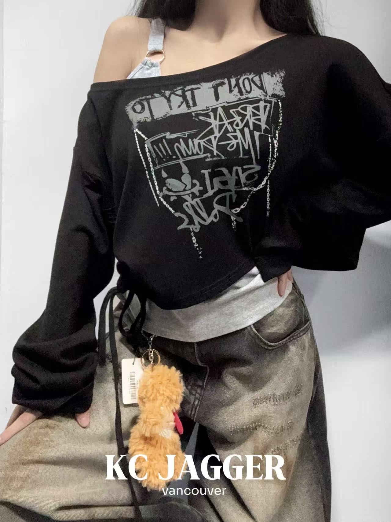 KC JAGGER Letter Graffiti Two-Piece Top Set