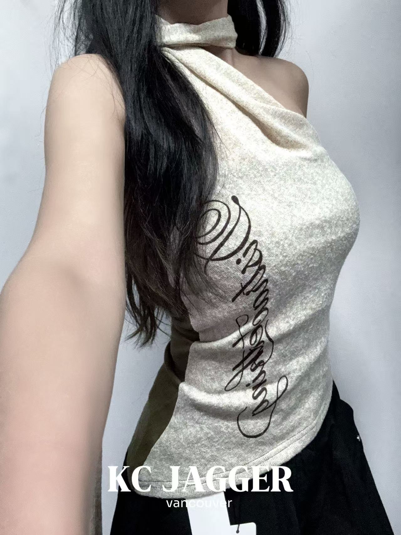 KC JAGGER Strapless One-Shoulder Halter Top