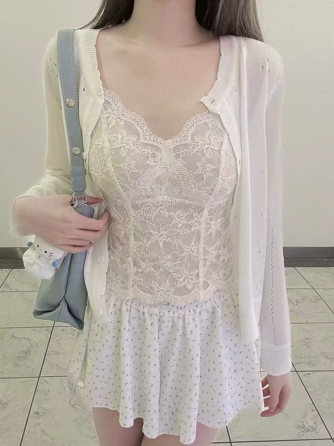 KC JAGGER White Lace Shaping Tank Top