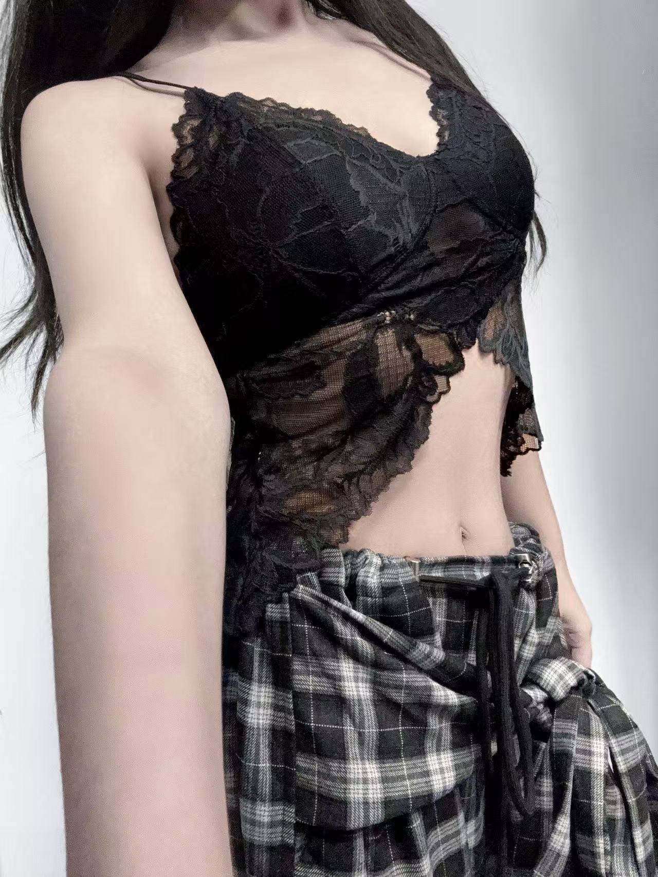 KC JAGGER Black Lace Shaping Tank Top