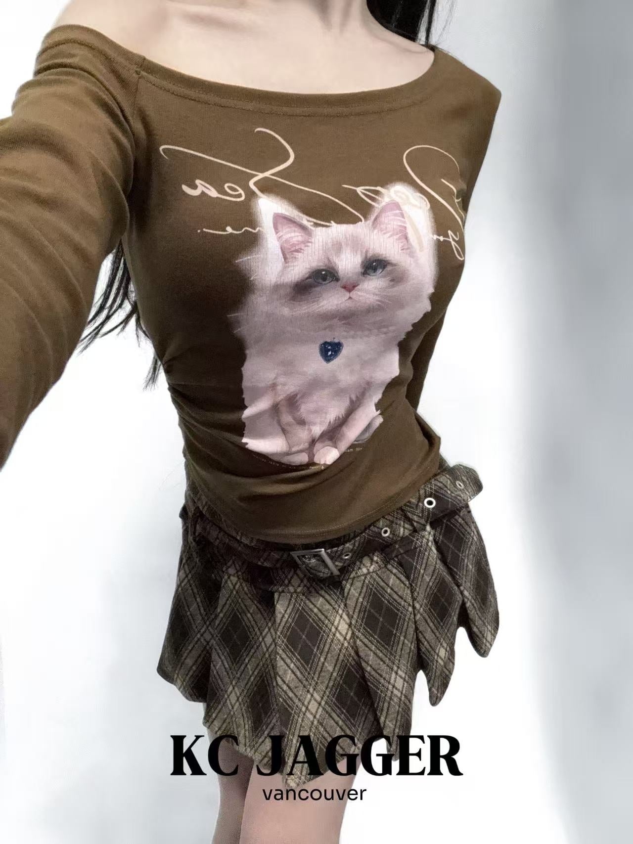 KC JAGGER Plaid Pleated Mini Skirt with Belt