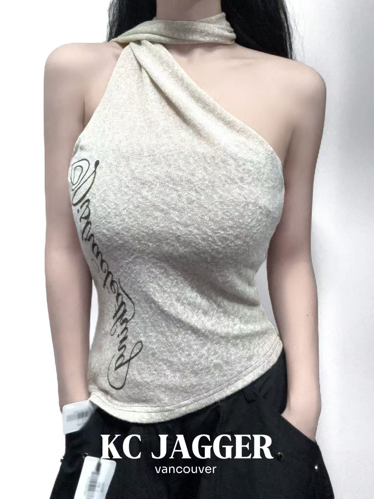 KC JAGGER Strapless One-Shoulder Halter Top