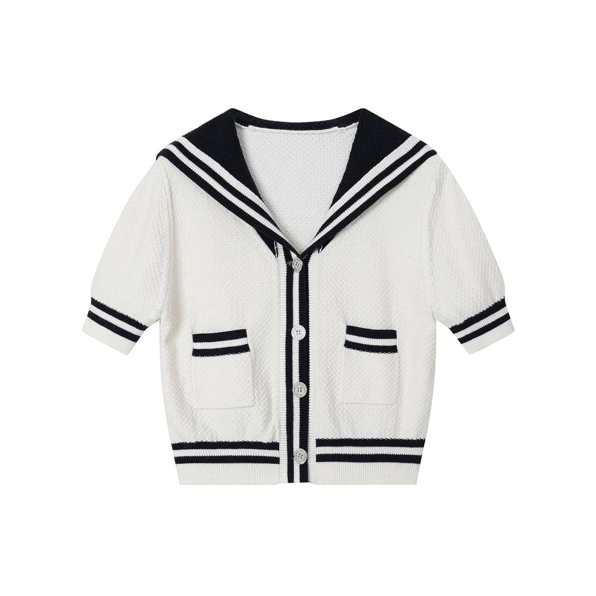 SomeSowe Color Blocked Sailor Collar Knit Top AEOM