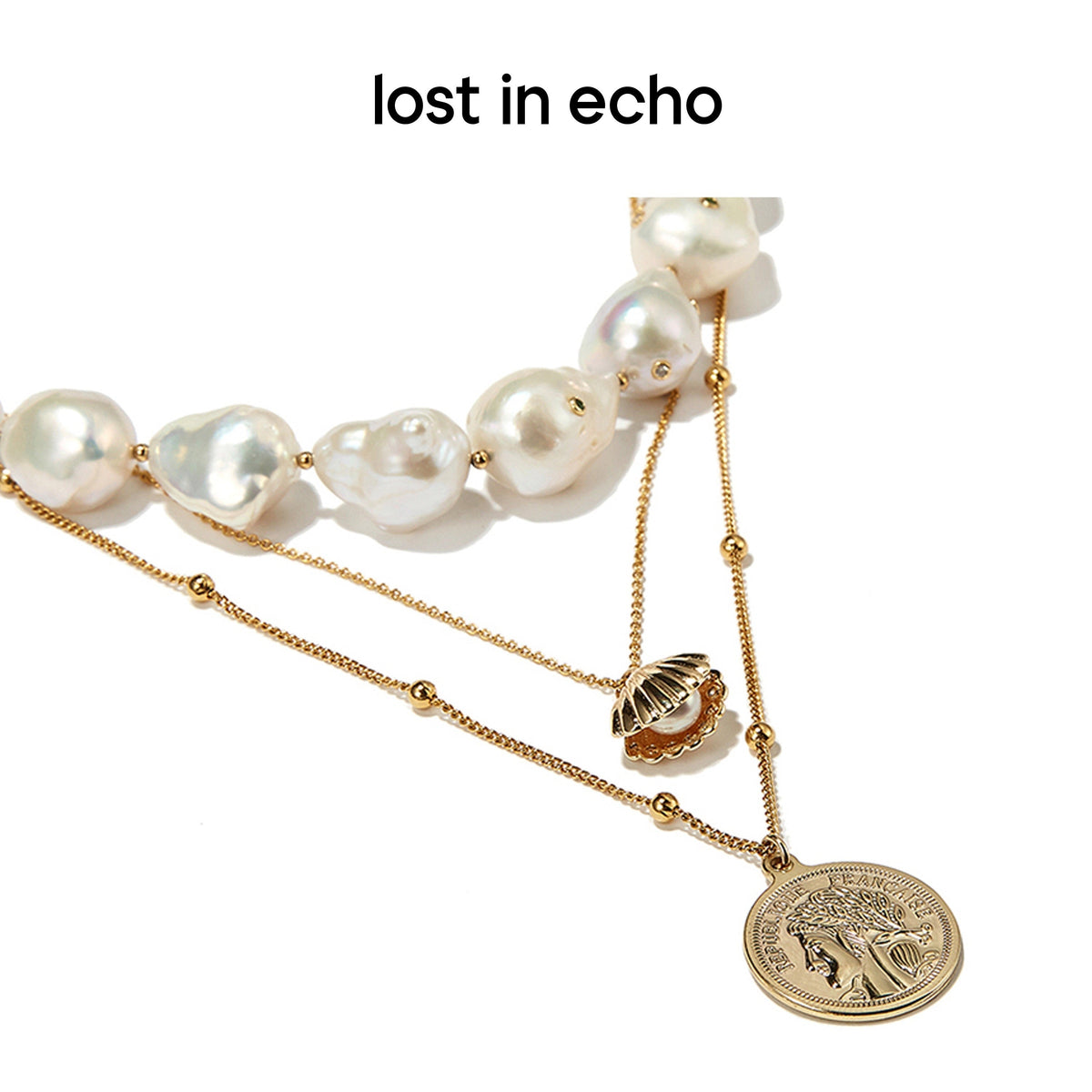 lost in echo/enamel heart pearl necklace