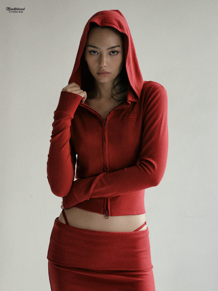 Cropped Zip Hoodie with Hood — Fitted & Flirty