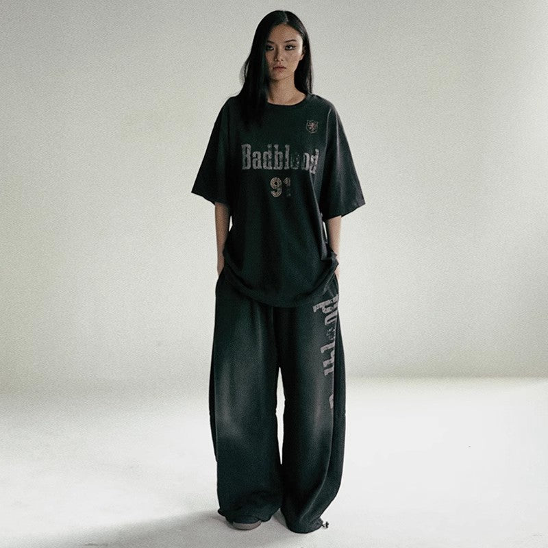 Retro Washed Wide-Leg Sweatpants — Loose American Casual