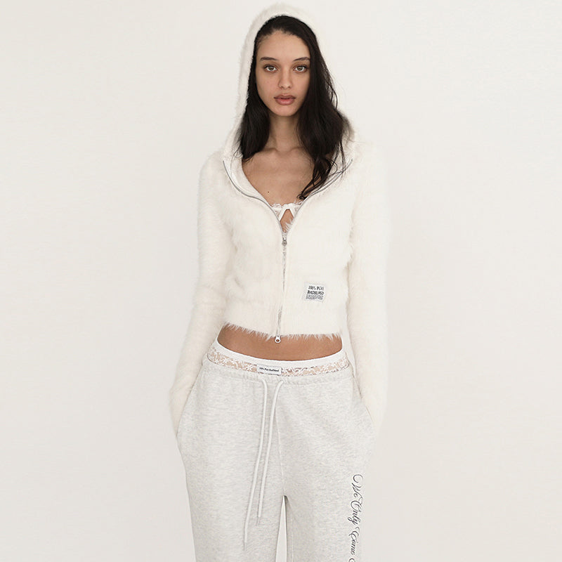 Lace Trim Embroidered Joggers – Loose Fit Streetwear Pants