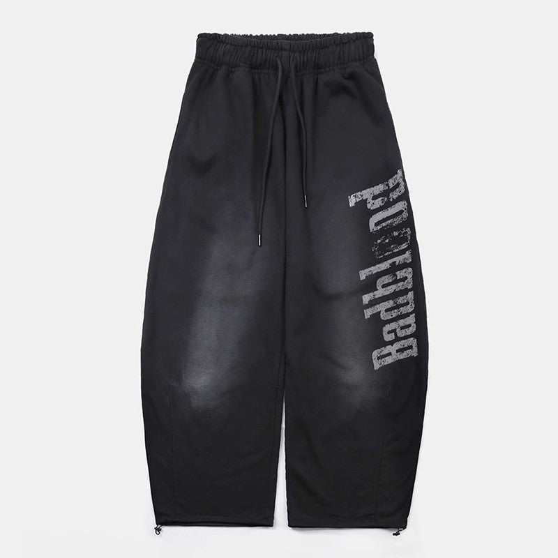 Retro Washed Wide-Leg Sweatpants — Loose American Casual