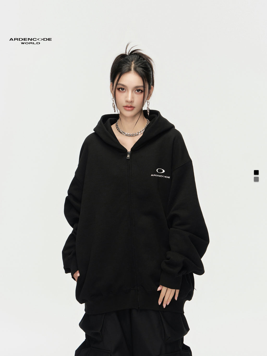 ARDENCODE Oversized Heavyweight Cotton Zip-Up Hoodie Jacket