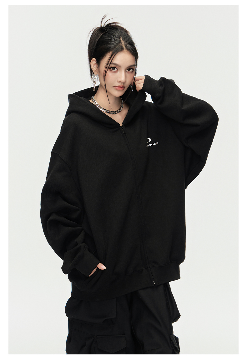 ARDENCODE Oversized Heavyweight Cotton Zip-Up Hoodie Jacket