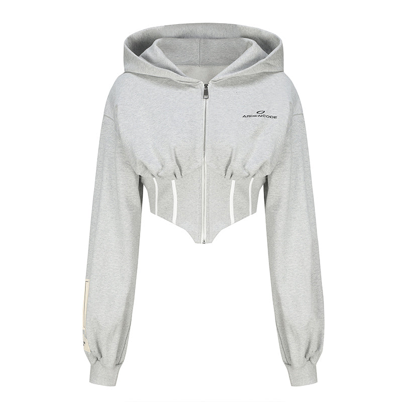 Slim-Fit Fishbone Style Zip Hoodie Jacket