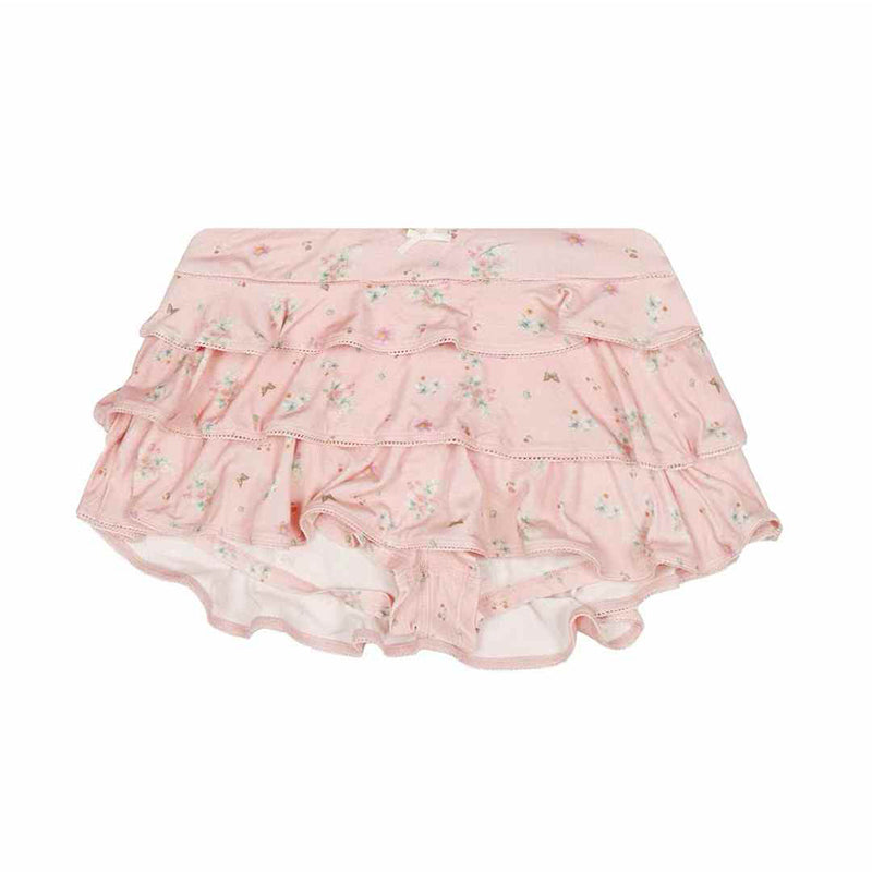 Floral Elastic Waist Tiered Mini Skirt