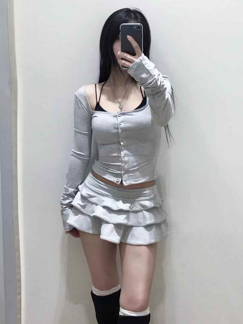 Floral Elastic Waist Tiered Mini Skirt