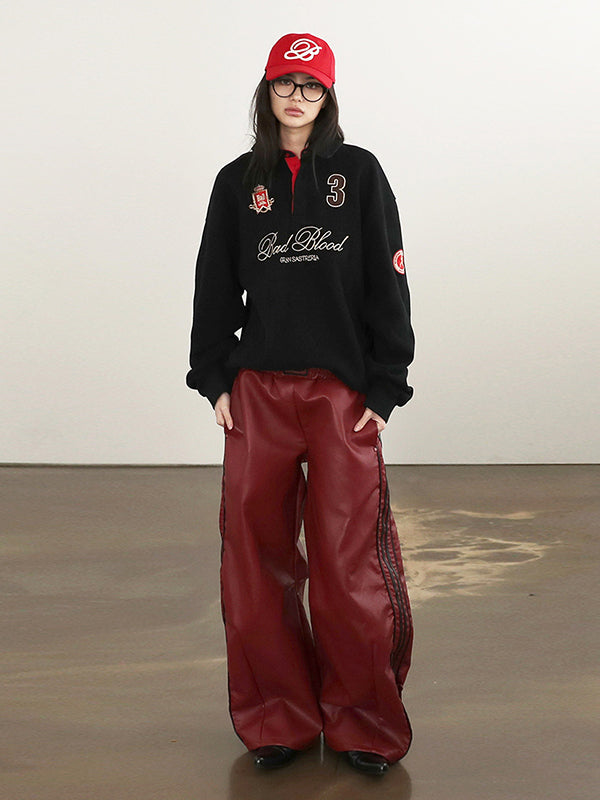 American Retro Oversized Polo Long Sleeve Sweatshirt