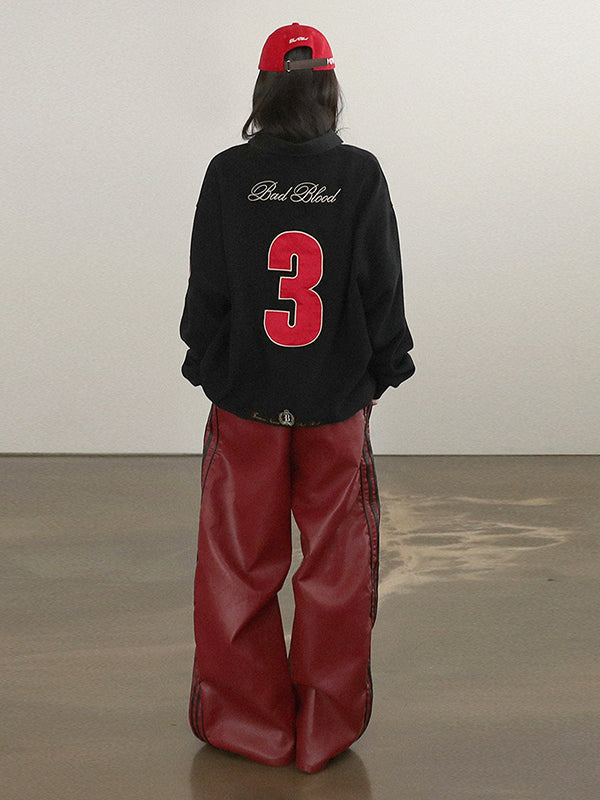 American Retro Oversized Polo Long Sleeve Sweatshirt