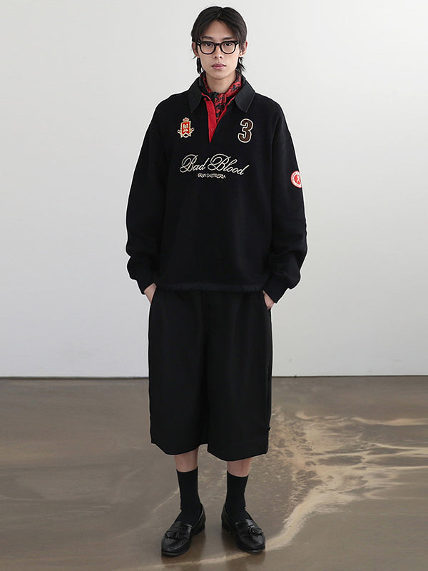 American Retro Oversized Polo Long Sleeve Sweatshirt