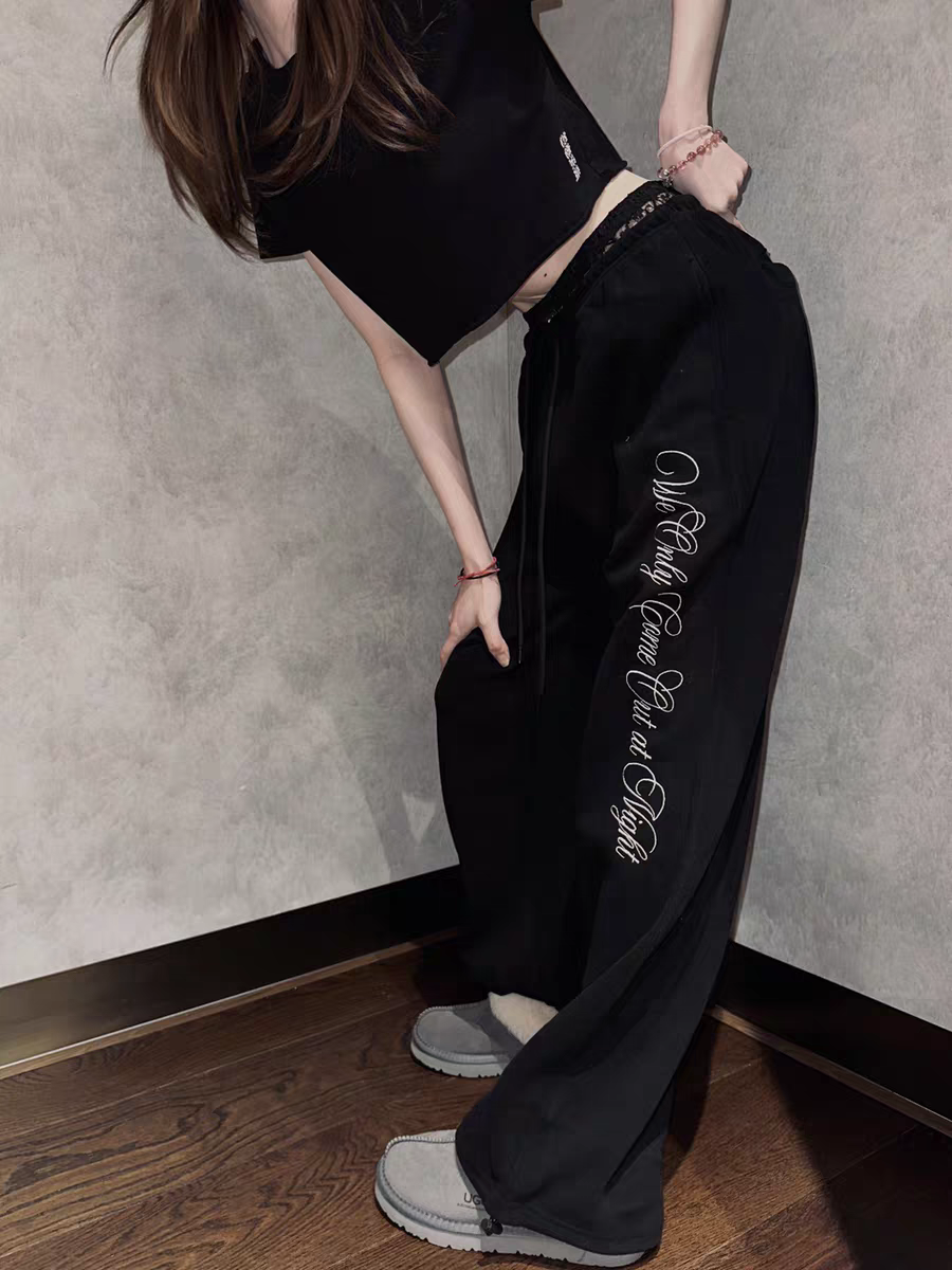 BADBLOOD Faux Two-Piece Lace Patchwork Embroidered Sweatpants