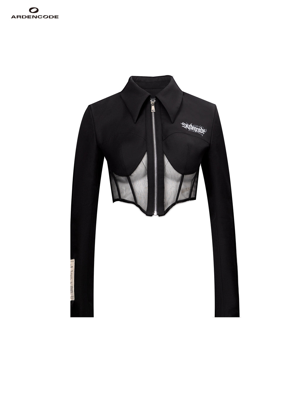 Fishbone Waist Wool-Blend Cropped Blazer Jacket