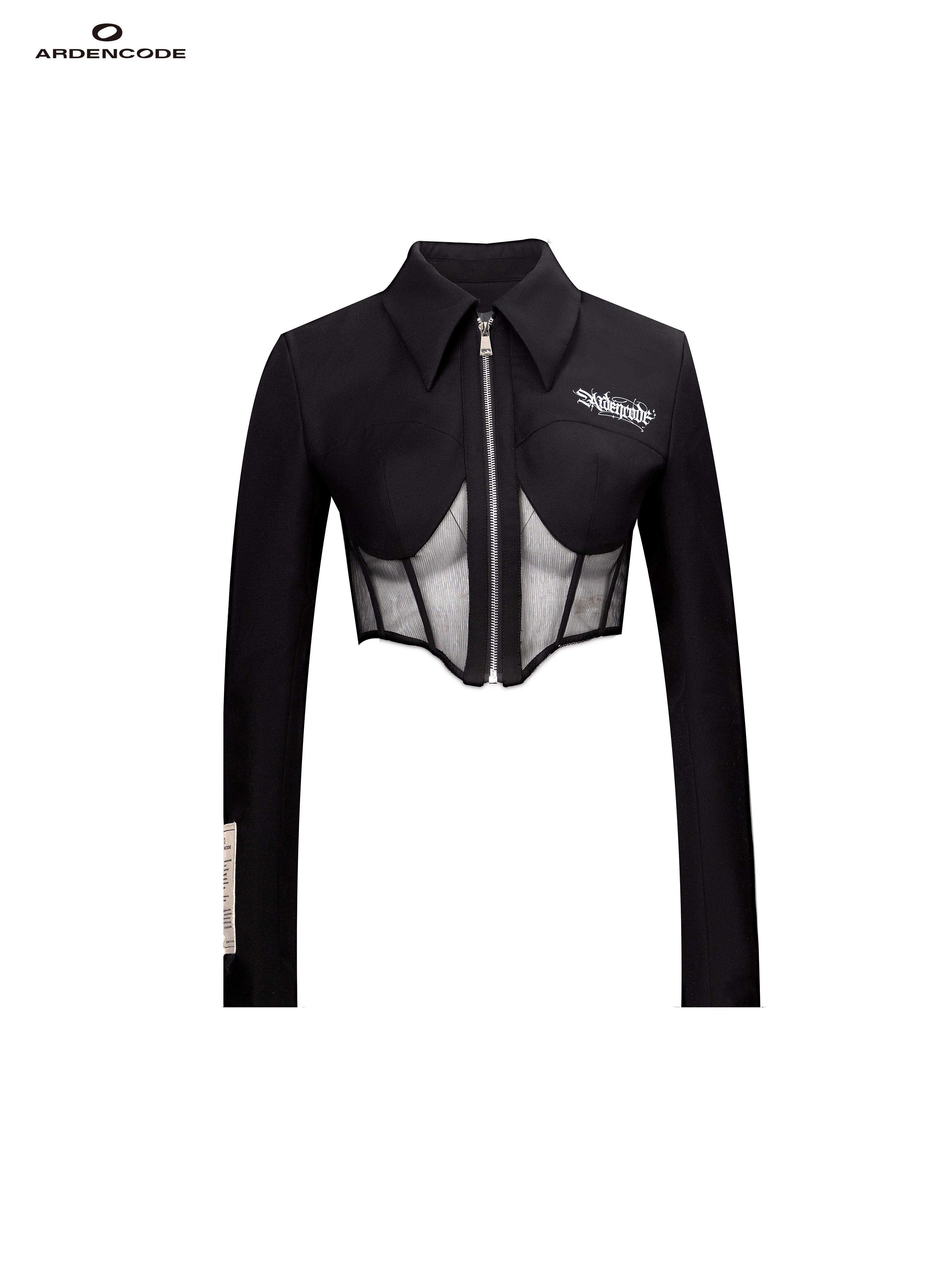 Fishbone Waist Wool-Blend Cropped Blazer Jacket