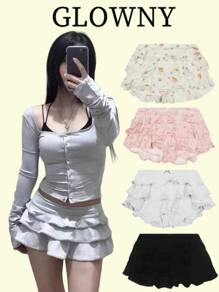 Floral Elastic Waist Tiered Mini Skirt
