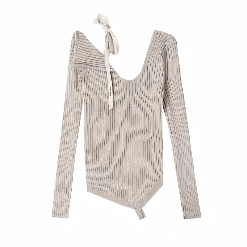 Asymmetrical Knit Tie Off-Shoulder Top