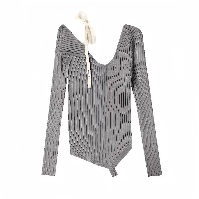 Asymmetrical Knit Tie Off-Shoulder Top