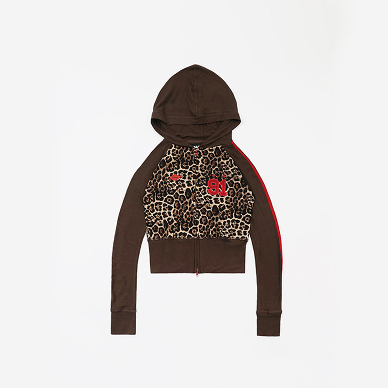 BADBLOOD Jersey Zip-up Hoodie  - leopard