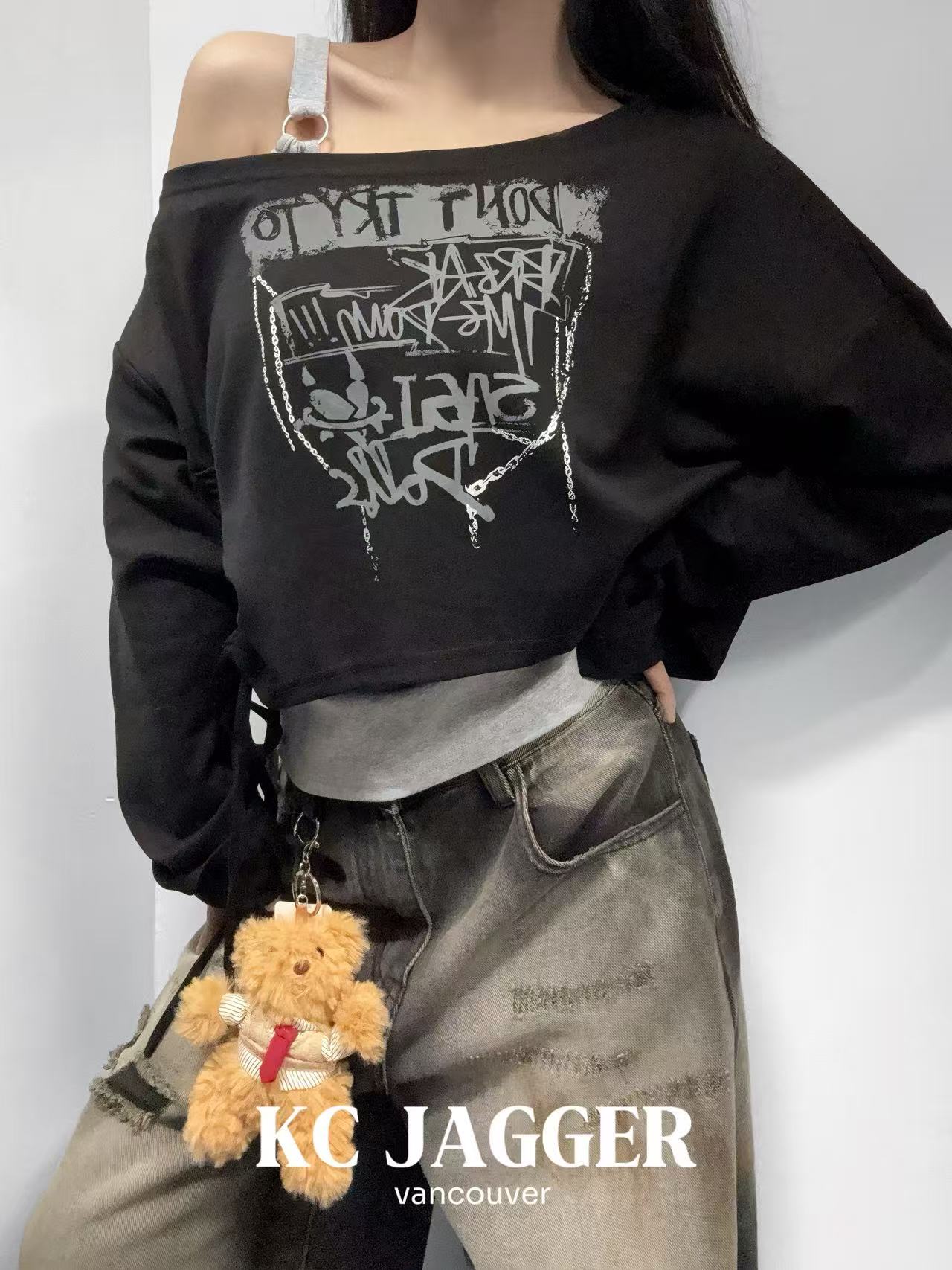 Letter Graffiti Two-Piece Top Set