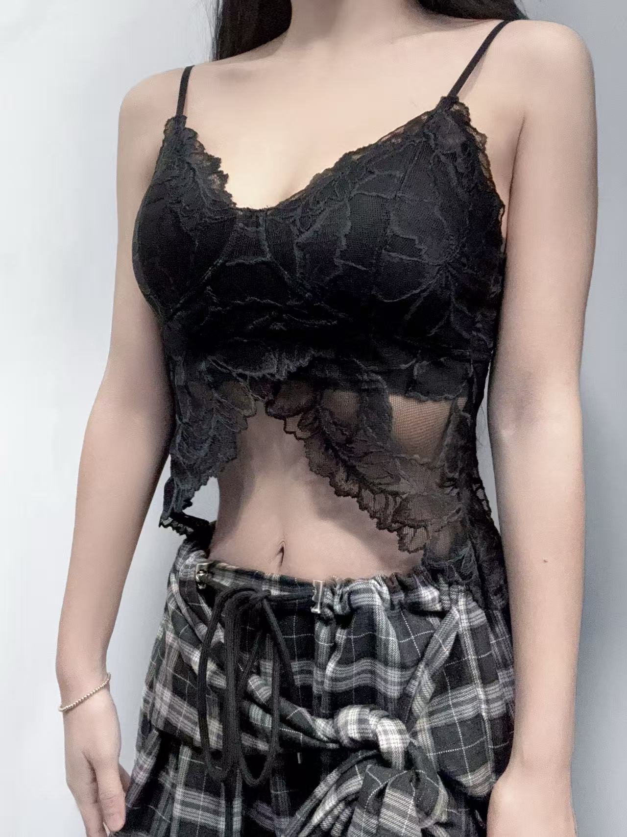 KC JAGGER Black Lace Shaping Tank Top