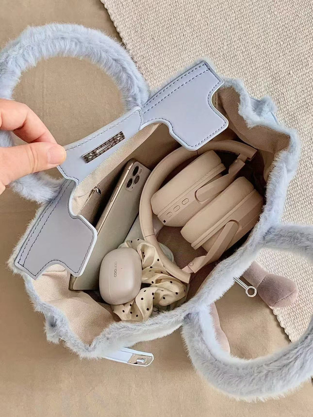 Jellykin Style Fluff Birkin Bag — Medium Size（Plush Handle Version）