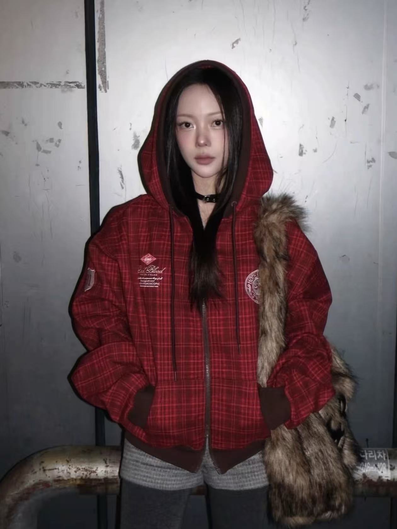 BADBLOOD Classic Check Hooded Zip-Up – AEOM