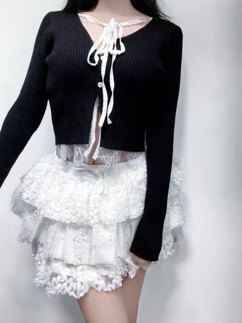 Glowny Lace Tiered Ruffle Skirt