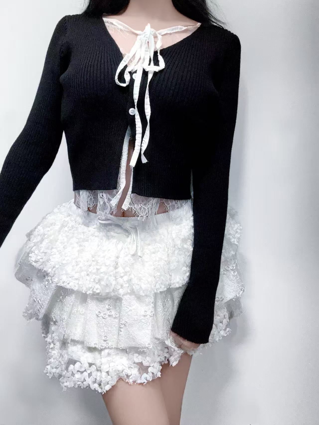 Glowny Lace Tiered Ruffle Skirt