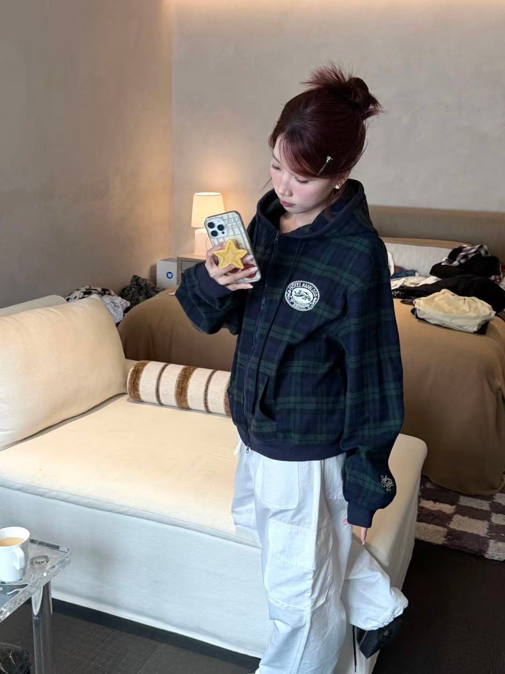 BADBLOOD Classic Check Hooded Zip-Up