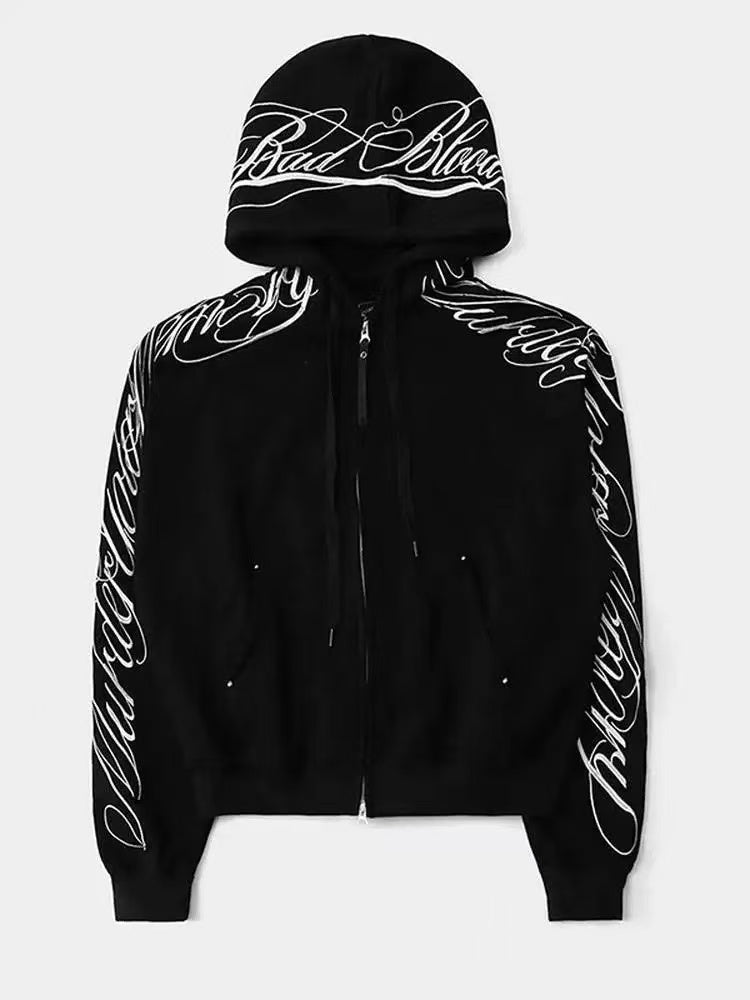 Badblood Vintage Embroidered Hoodied Zip-up