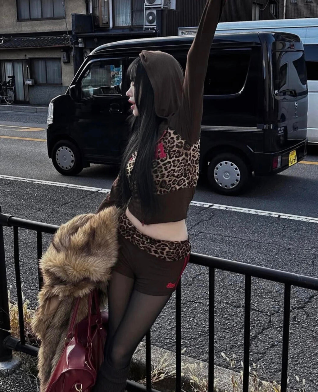 BADBLOOD Jersey Zip-up Hoodie  - leopard