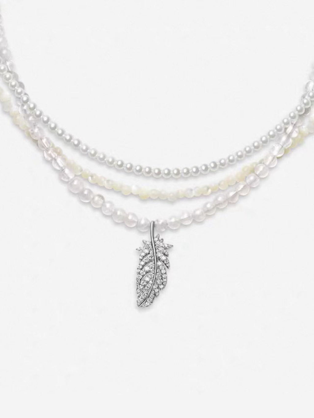 Hefang Moonlight Feather Necklace & Earrings