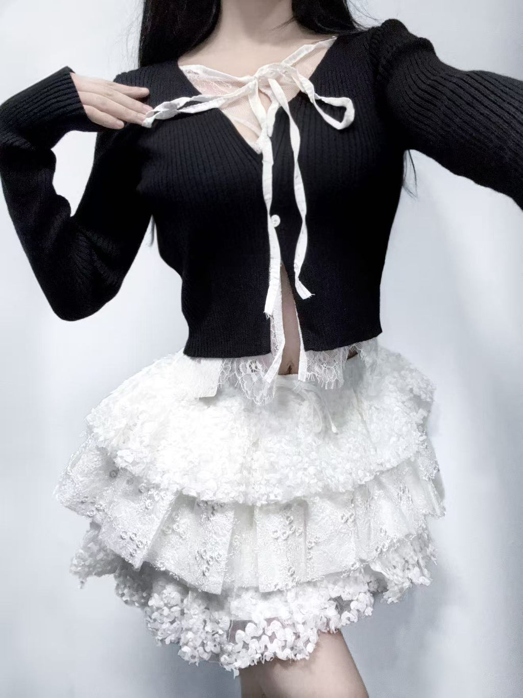 Glowny Lace Tiered Ruffle Skirt