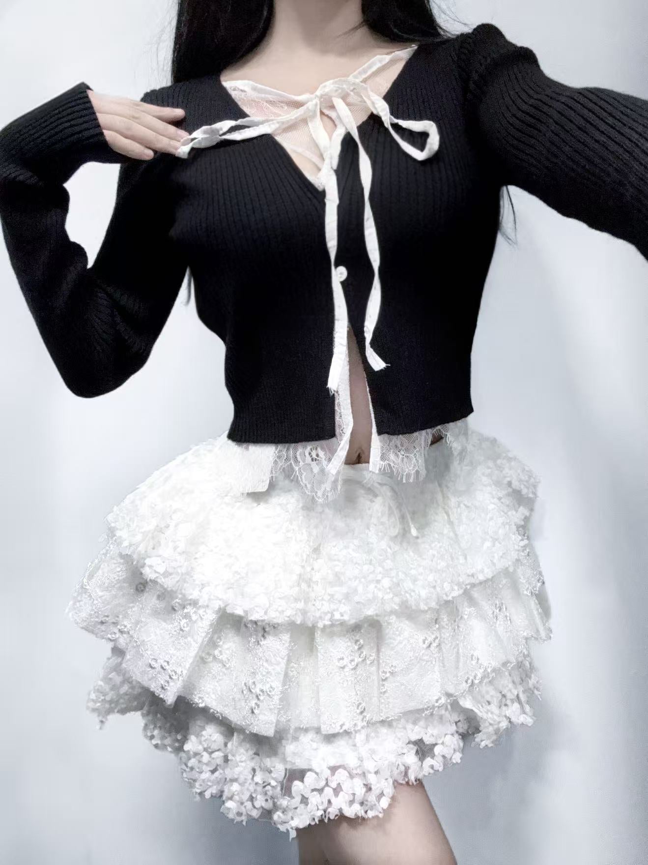 Glowny Lace Tiered Ruffle Skirt