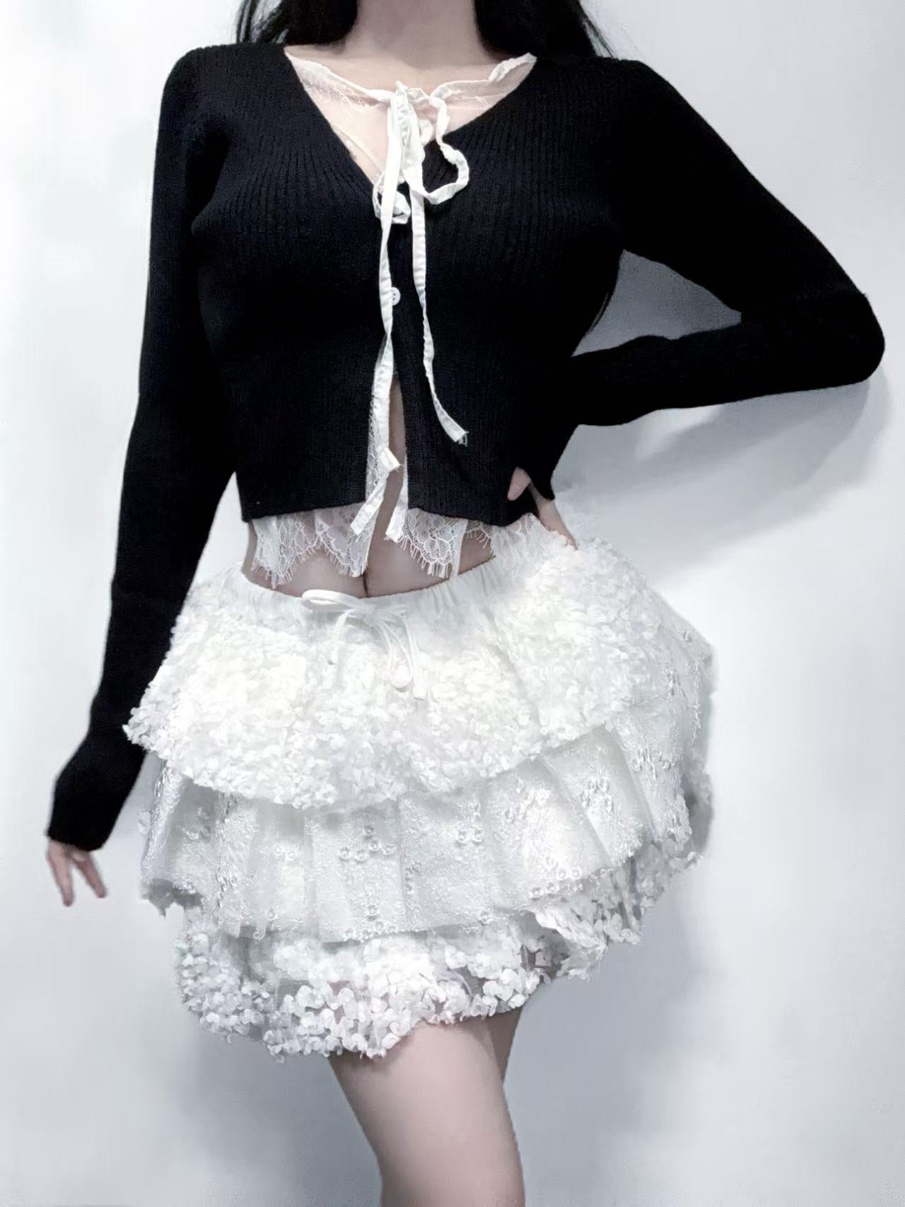 Glowny Lace Tiered Ruffle Skirt