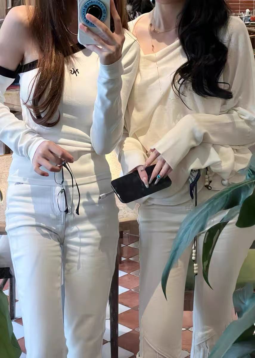 NAWS Color-Block Sculpted One-Shoulder Knit Top