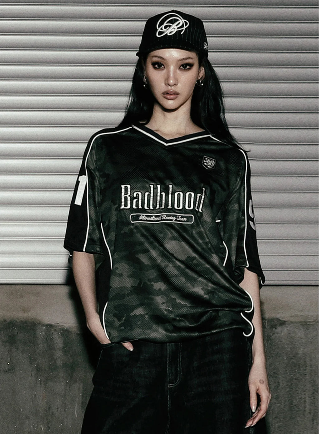 Badblood Vintage Mesh Jersey T-Shirt — Green Camo