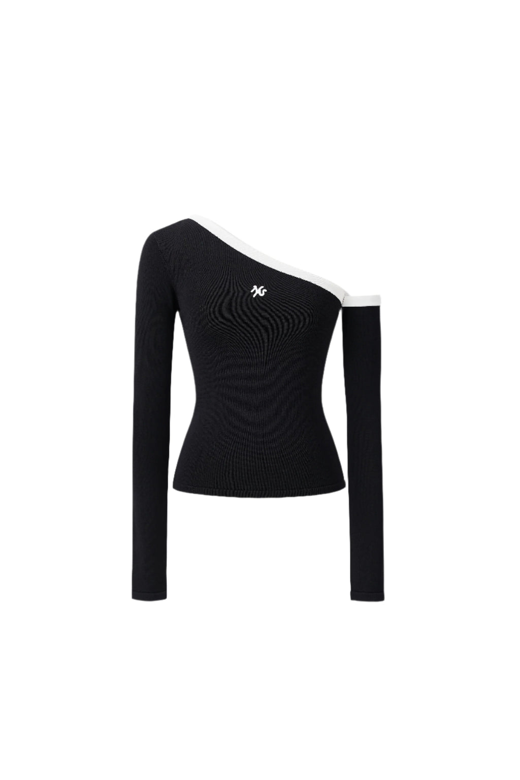 NAWS Color-Block Sculpted One-Shoulder Knit Top