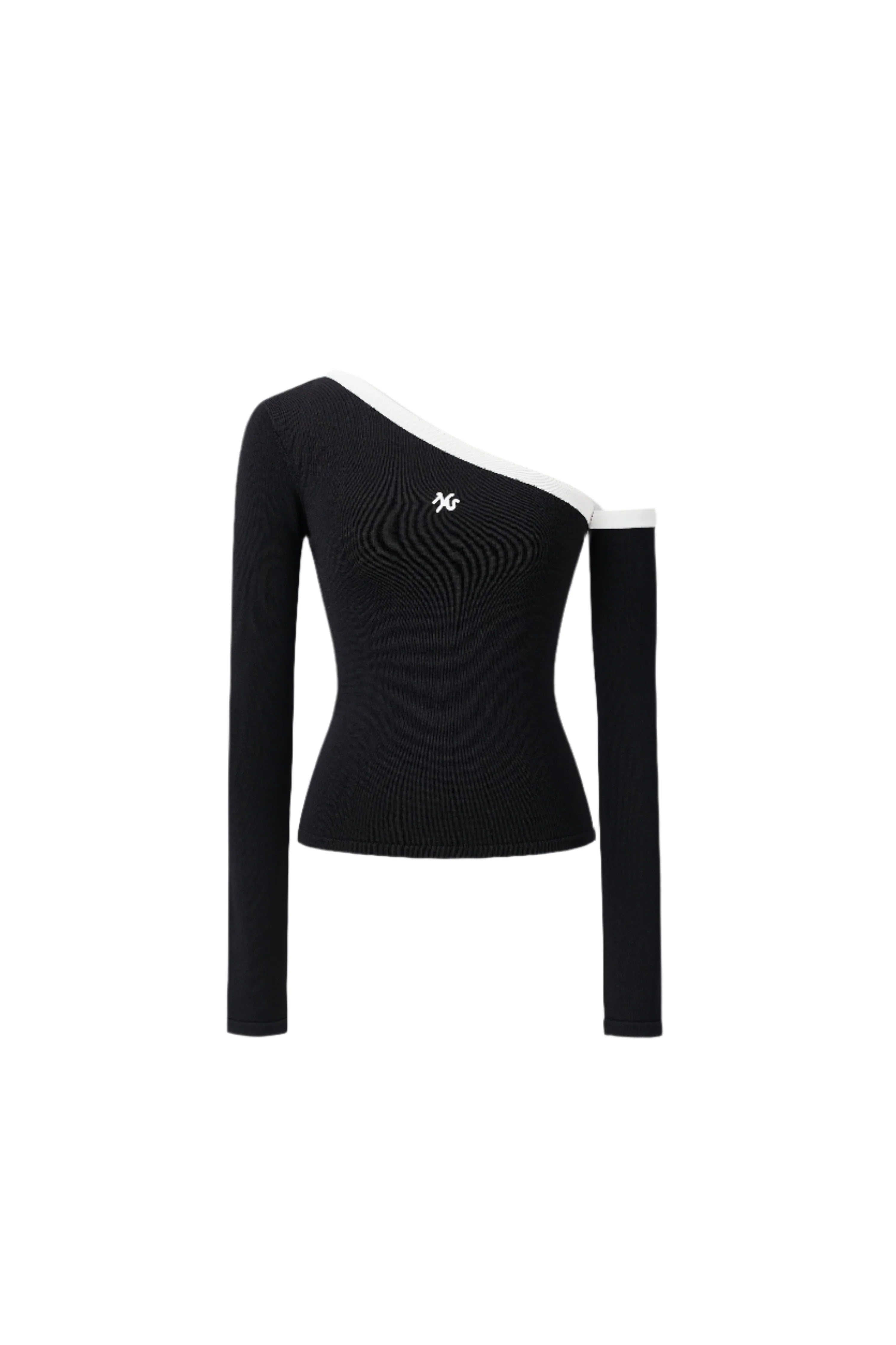 NAWS Color-Block Sculpted One-Shoulder Knit Top