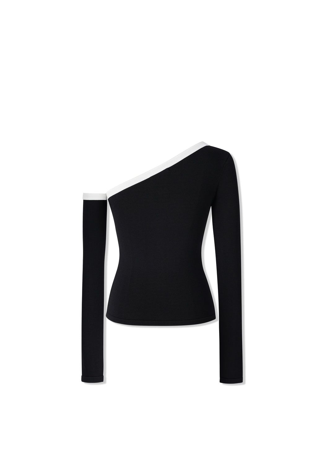 NAWS Color-Block Sculpted One-Shoulder Knit Top