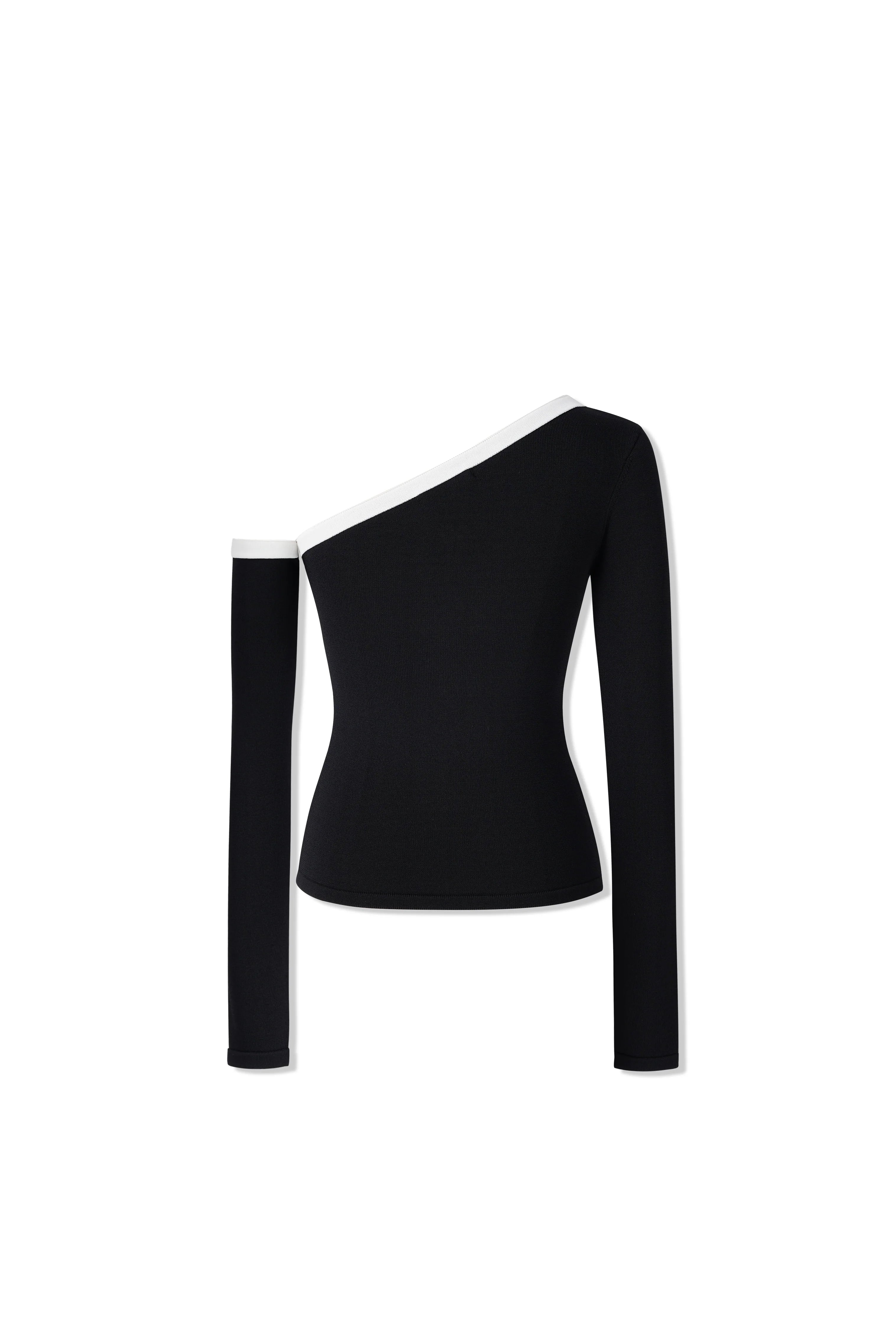NAWS Color-Block Sculpted One-Shoulder Knit Top