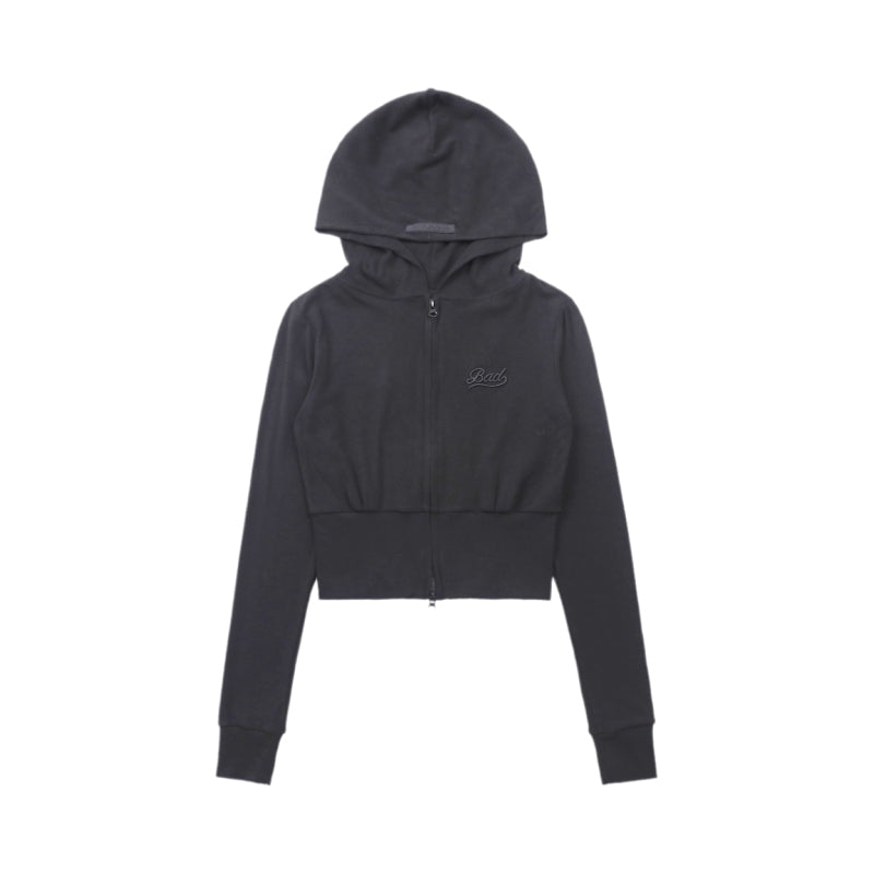 Cropped Zip Hoodie with Hood — Fitted & Flirty