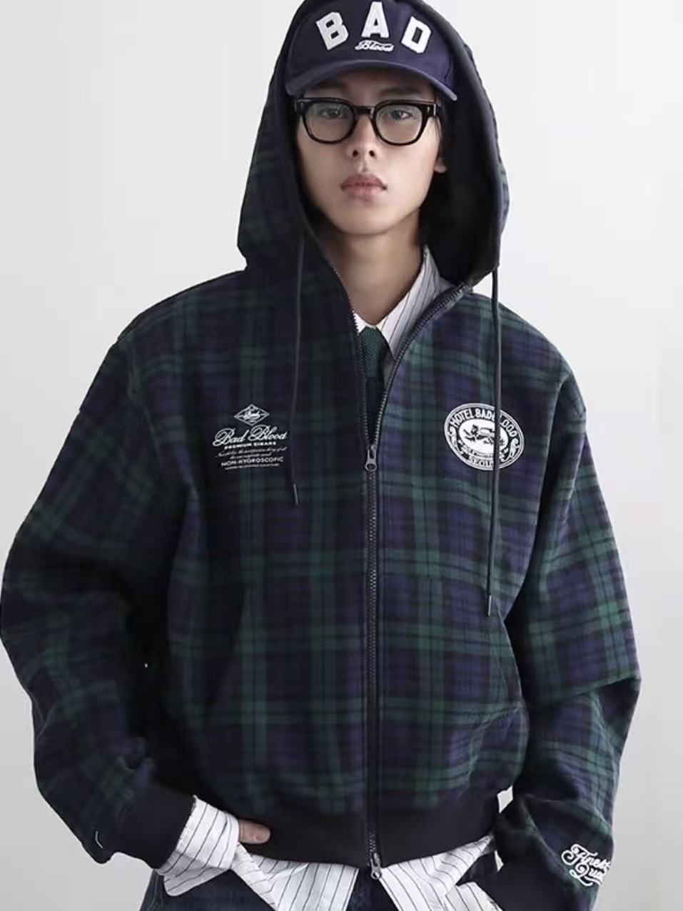 BADBLOOD Classic Check Hooded Zip-Up